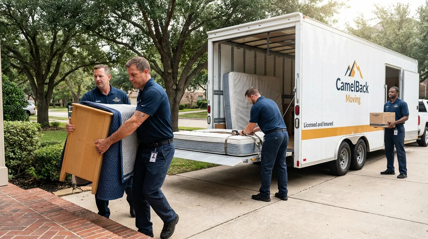Crew loading residential truck for cross-state move from Spencerville, MD