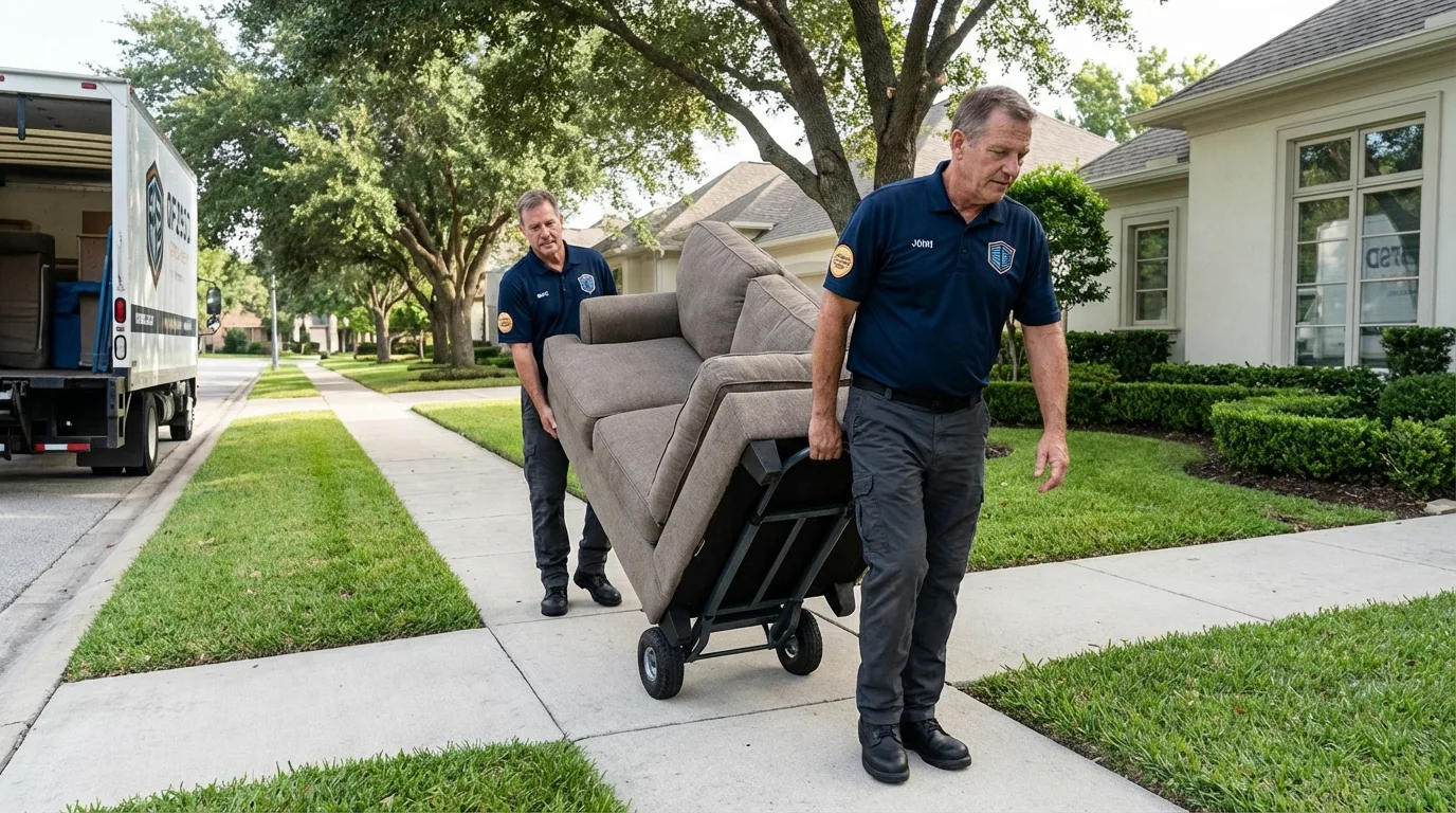 Local residential moving crew loading furniture in Spencerville, MD